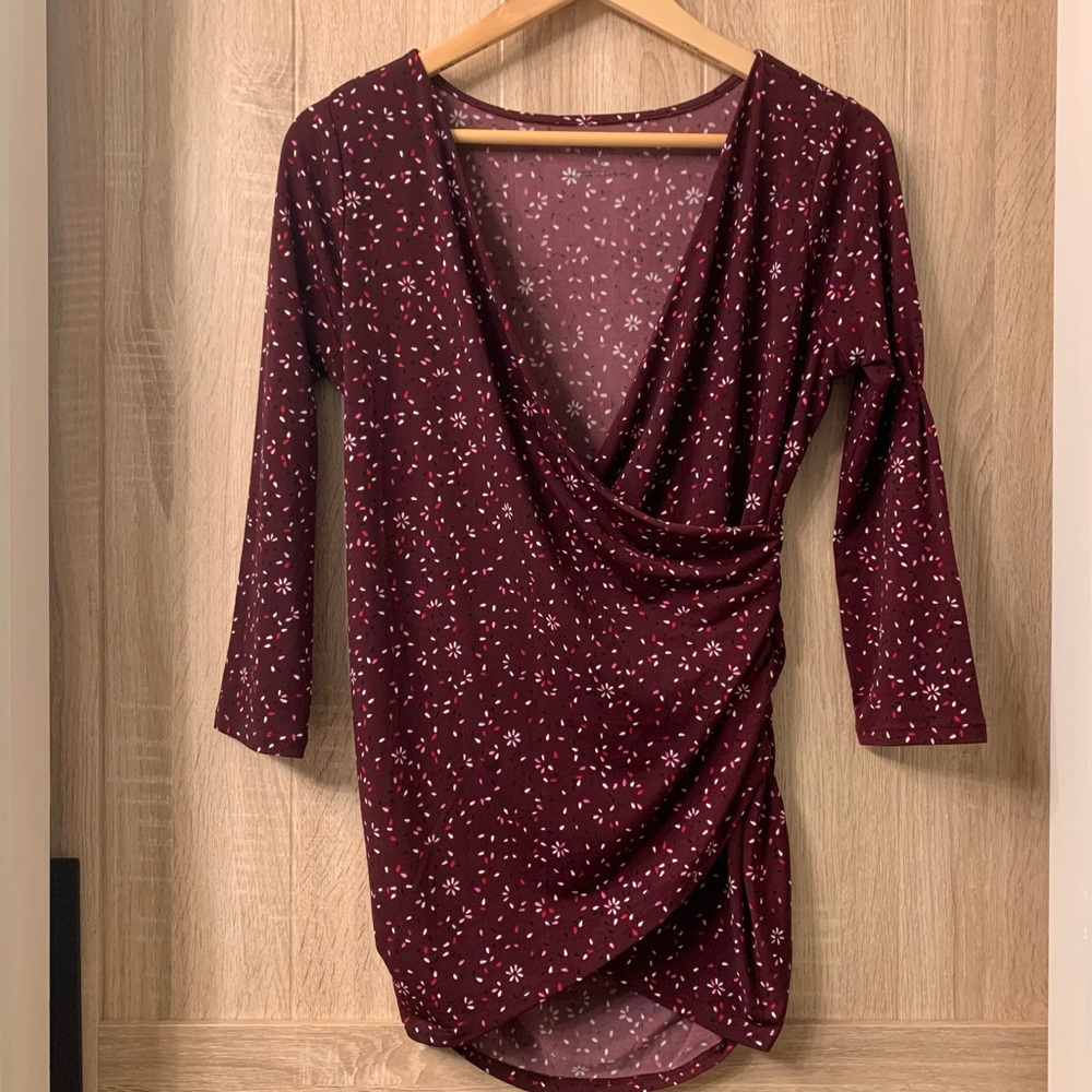 Motherhood Maternity Ruched Maroon Blouse